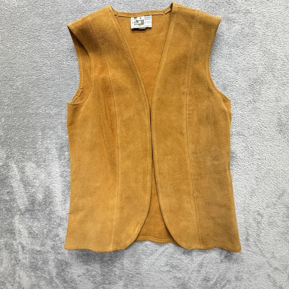 Vintage Jorgens Leather Design Vest Womens Small Brown Suede Unlined - Picture 1 of 15